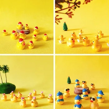 10 pcs/mini colored duck/miniatures/cute/fairy garden gnome/moss terrarium decor/crafts/bonsai/diy doll house figurine/supplies