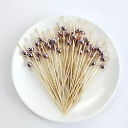Elegant Pearl - Decorated Bamboo Skewers - 100pcs (Rose gold)