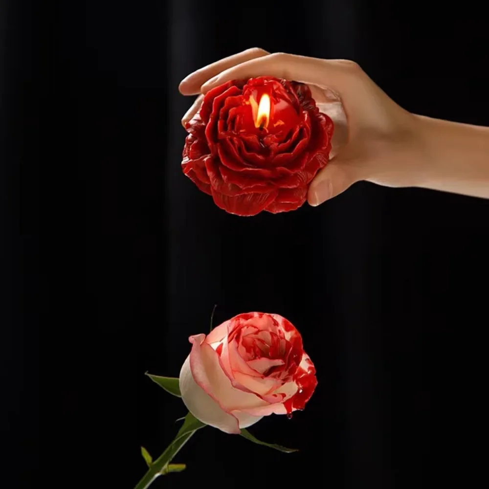 Low Temperature Candles Red Rose Flower Shaped Scented Candles Low Heat Romantic Wax Play Massage Sex for Lovers