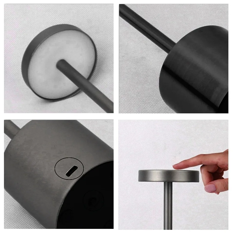 충전식 LED 책상 램프, 3가지 색상 변경 및 밝기 조절 가능, 터치 컨트롤 야간 조명, 침실, 현대적인 주변 조명 바, 사무실, 가정