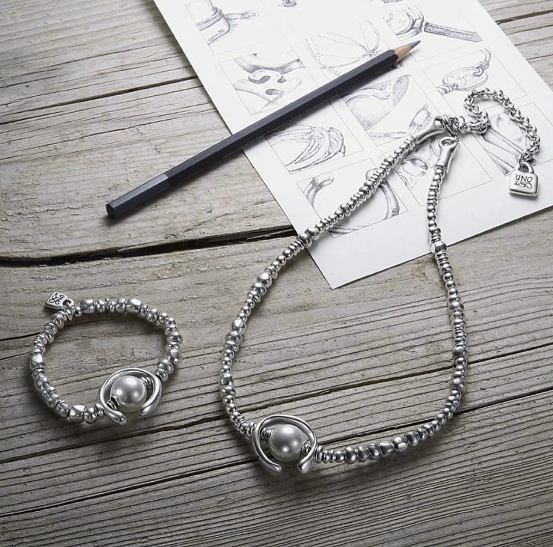 Pearl Moon Shape Alloy Spain UNO de 50 Necklace For Women Vintage Fashion Party Wedding Necklace Collar Jewelry Girls Gift