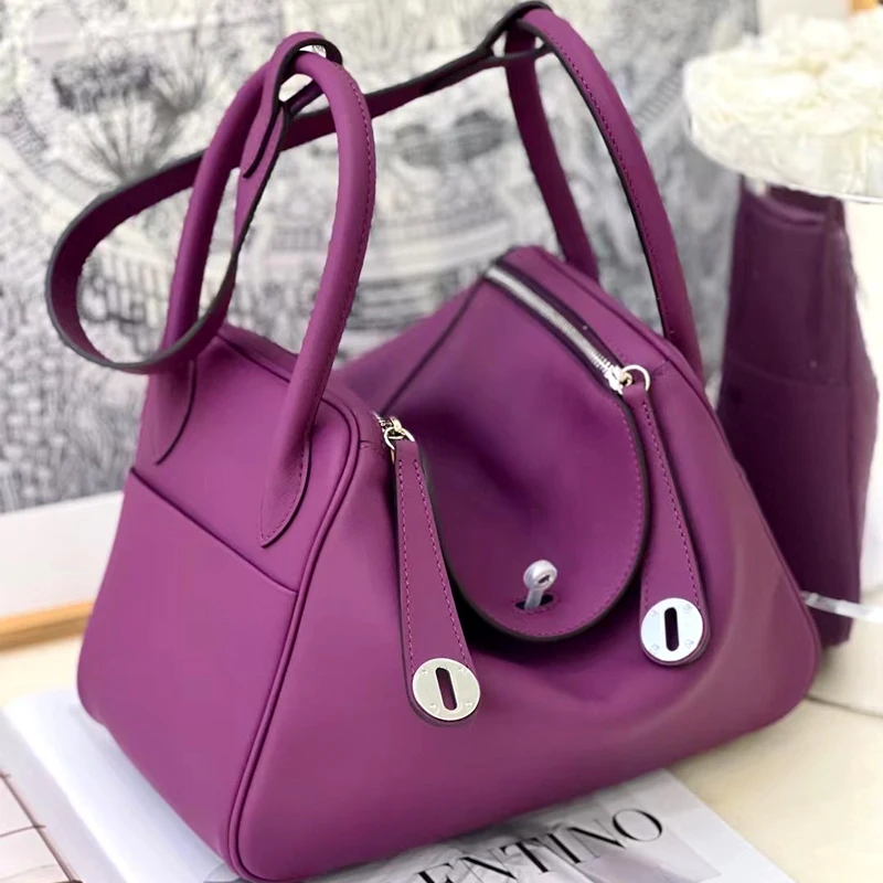 XHTY Leather 26cm Shoulder Bag Handbag For Women Swift Soft Head Leather Fashion Large Volume Texture Doctor Bag - 图片 2