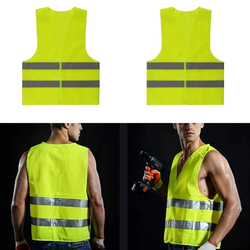 High Visibility Vest Workers Safety Vest Yellow Universal Mesh F19A