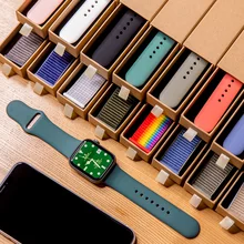 

Silicone Strap For Apple Watch band 40mm 44mm 45mm 41mm 38mm 42mm 44 mm Rubber watchband bracelet iWatch serie 3 4 5 6 se 7 band