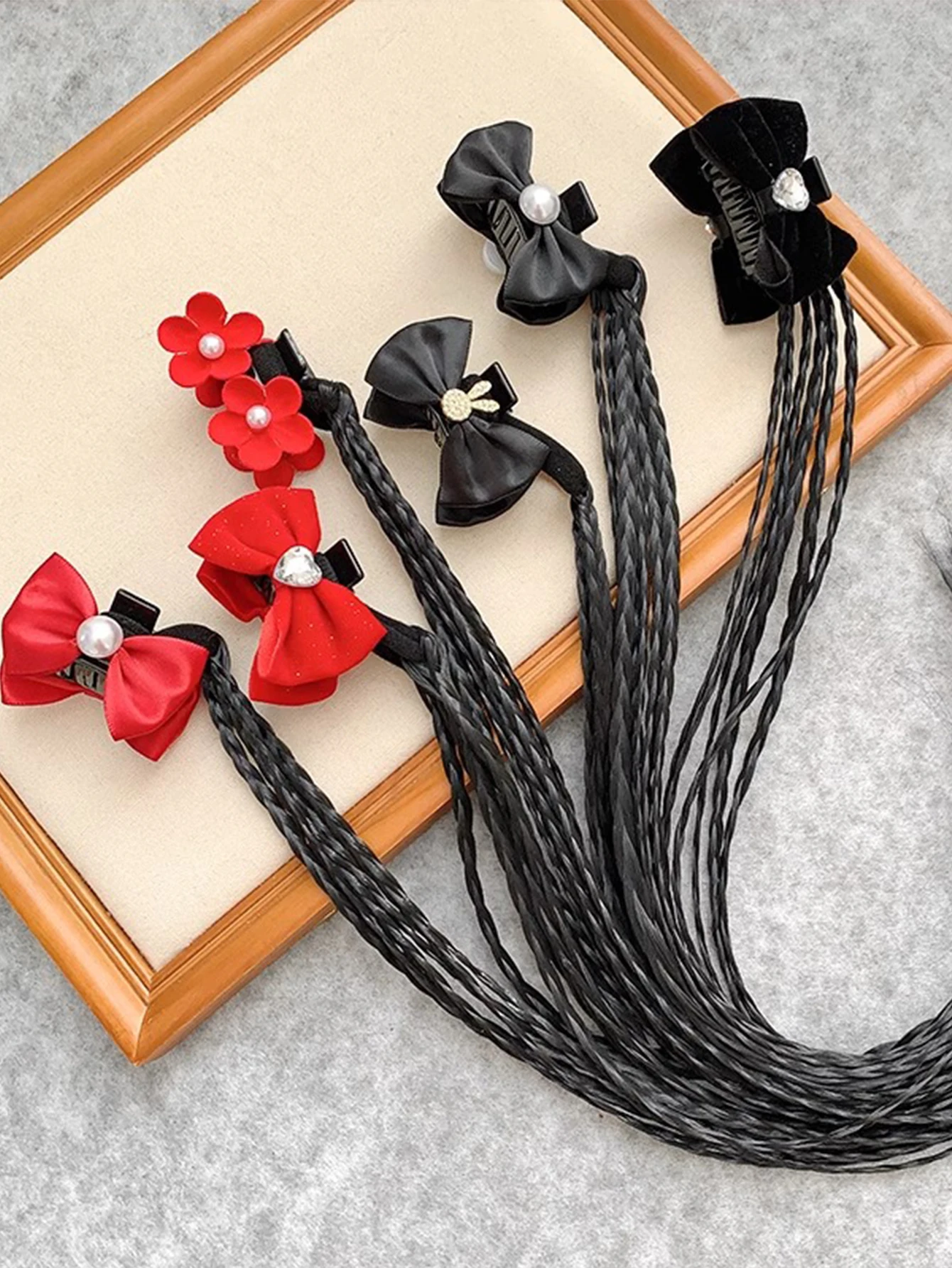 Synthetic Hair Bow Clip for Kids and Baby Girls