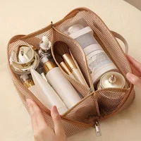 Organisateur de maquillage trousse de toilette féminine sac trousse de maquillage pochette de rangement boîte de luxe pour dame, sac à cosmétiques, sac de rangement pour voyage Zip 2