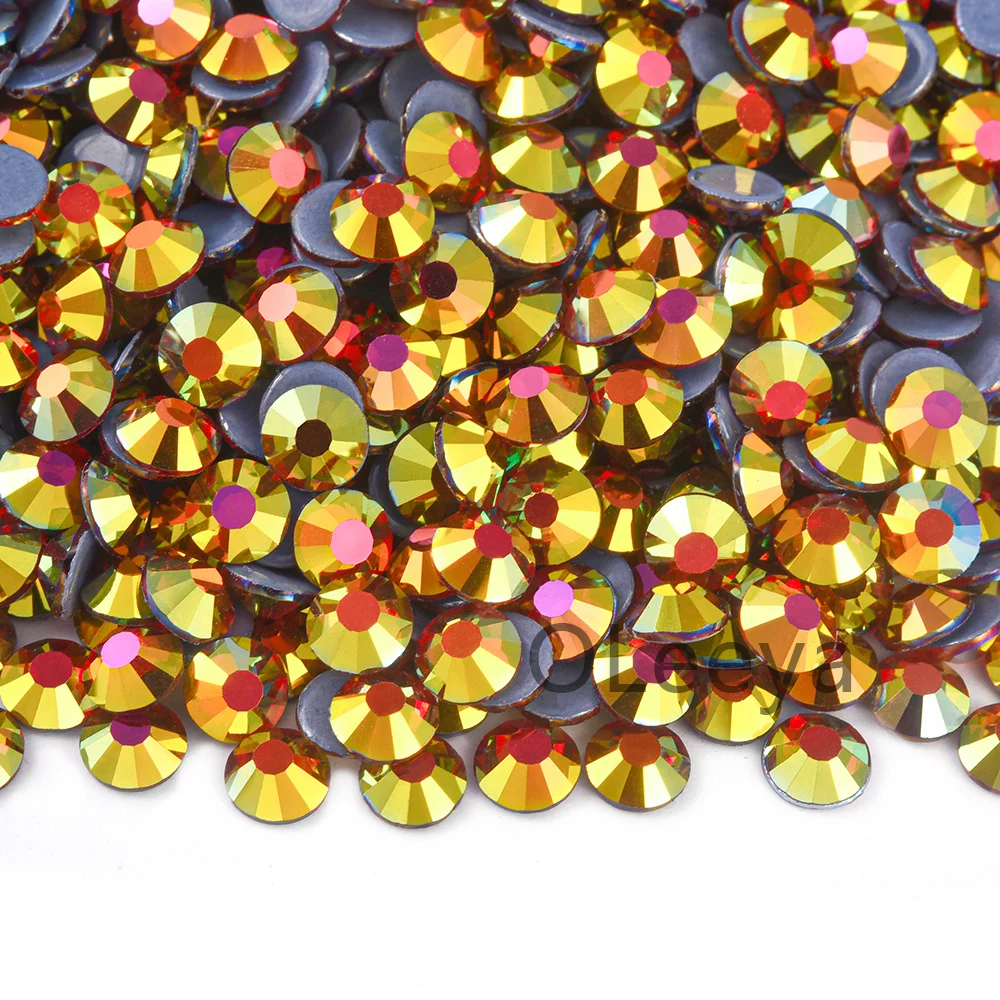 Oleeya Glitter Hotfix Rhinestones - 1440pcs Crystal Pack for DIY Nail Art Accessories
