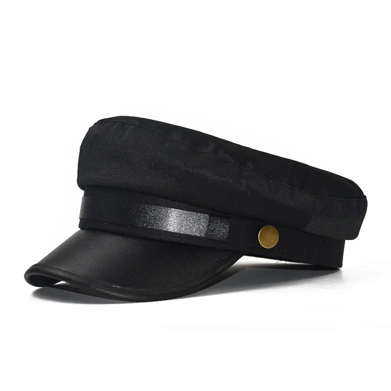 PU Leather Hat for Men Women British Style