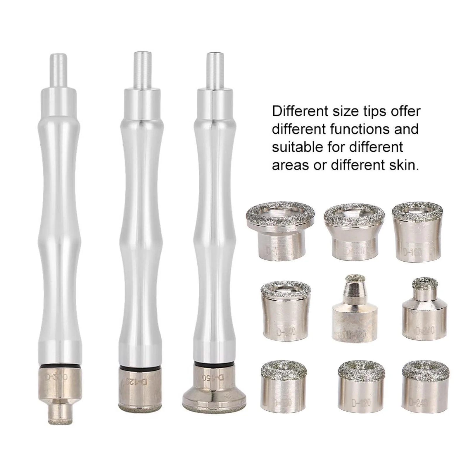 Replacement Dermabrasion Tips Filter Replacement Microdermabrasion Dermabrasion Tips with Handle Stainless Steel Filter Set 2