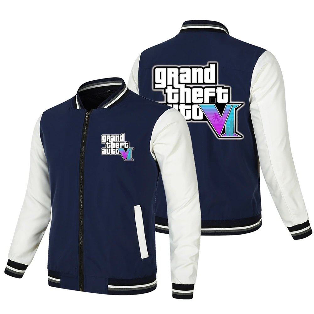 Grand Theft Auto VI Game Men's Baseball Jacket GTA6 Game Street Hip Hop Fashion Big Size Harajuku Casual Baseball Jacket 2