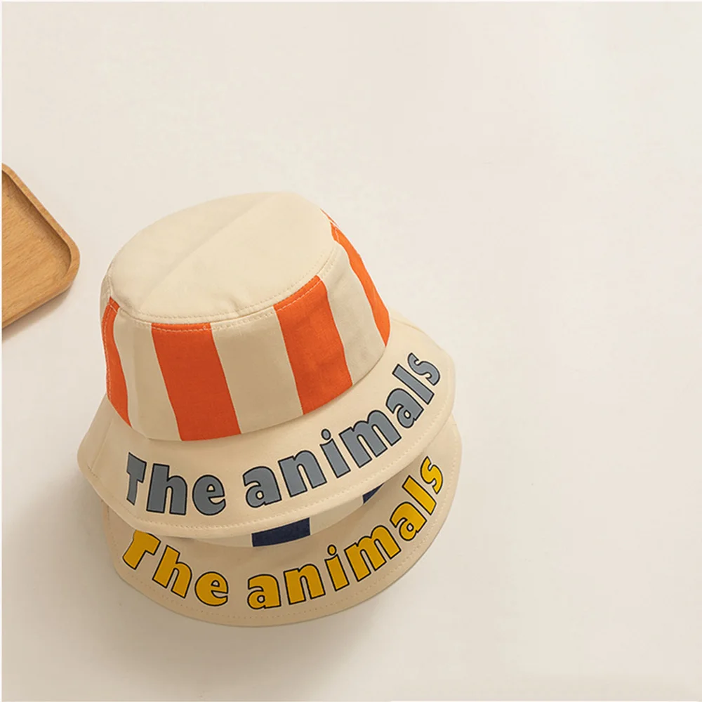 Baby Striped Fisherman Hat Outdoor Sunhat Male and Female Child Yangqi Pot Hat Ins Korea Spring and Autumn Summer Korean Series