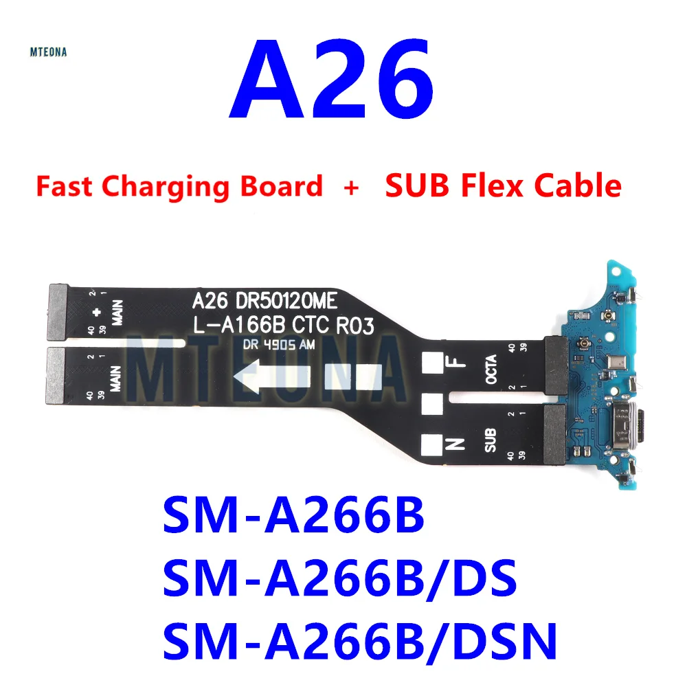 빠른 USB 충전기 보드 독 커넥터 충전 포트 삼성 갤럭시 A26 A266 A266E/DS A266U SM-A266B 용 마더 보드 플렉스 케이블