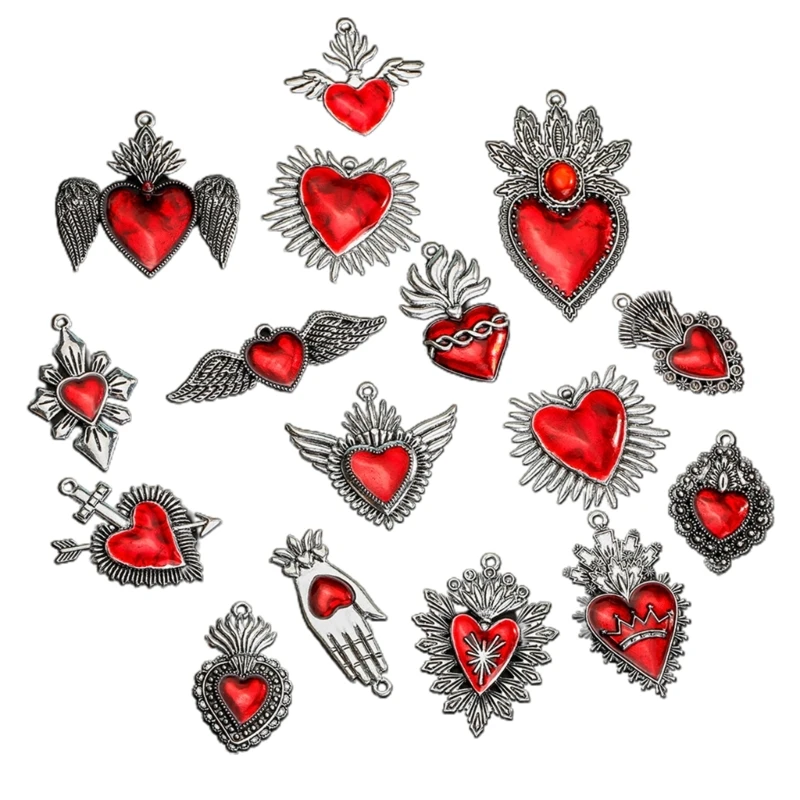

Pack of 15 Heart Pendant Alloy Material Heart Embellishments Gothic Heart Charm