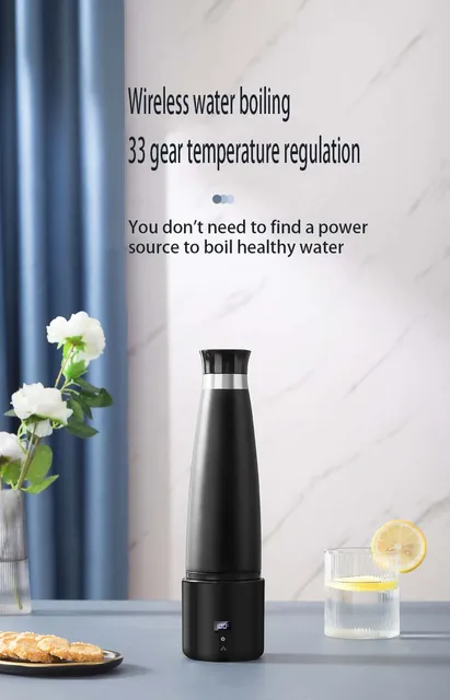 Wireless kettle portable electric kettle car boiling water USB charging  bank outdoor travel heating thermos cup