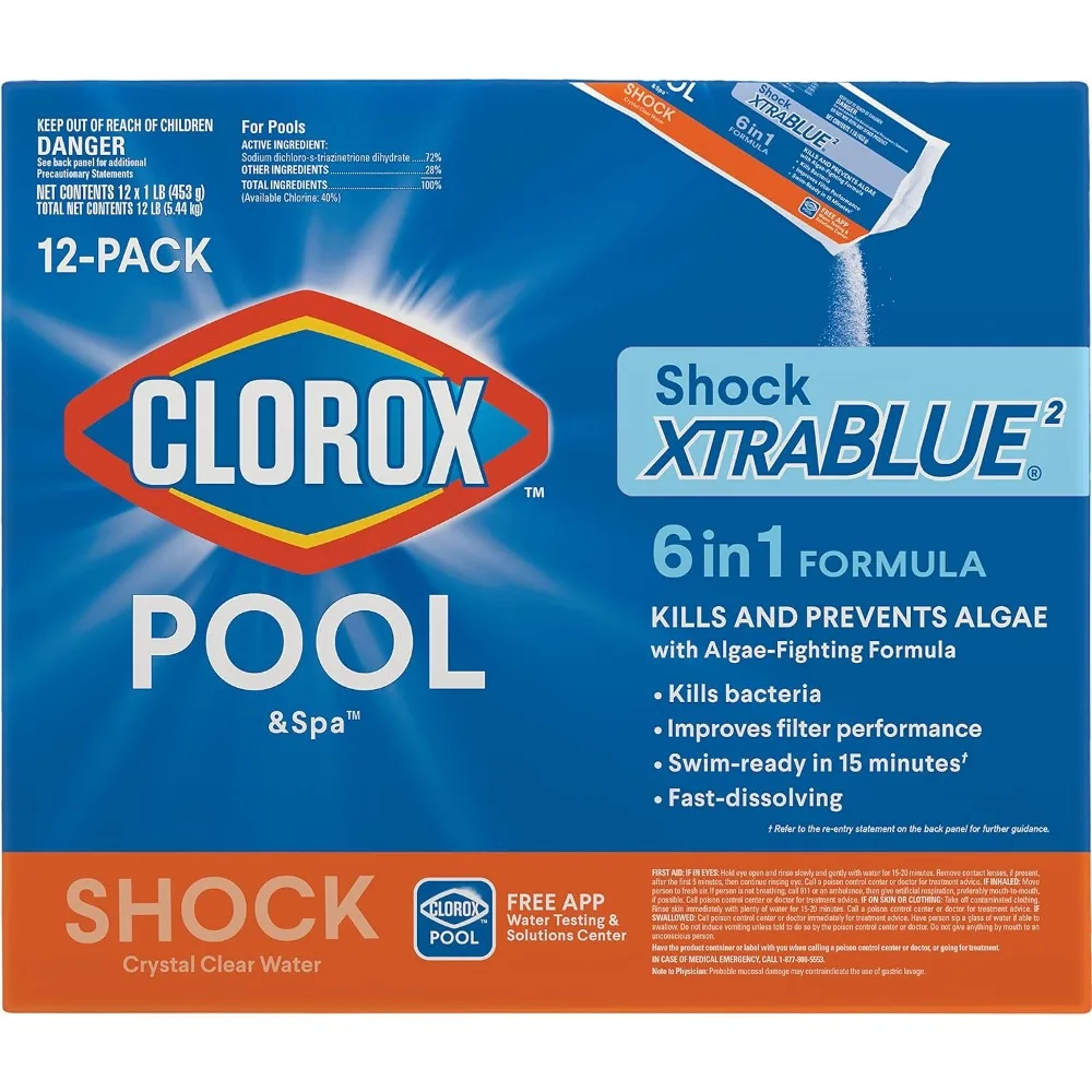 

Pool&Spa 33512CLX Pool Shock XtraBlue (12 1-lb Bags), 12 Pack, White