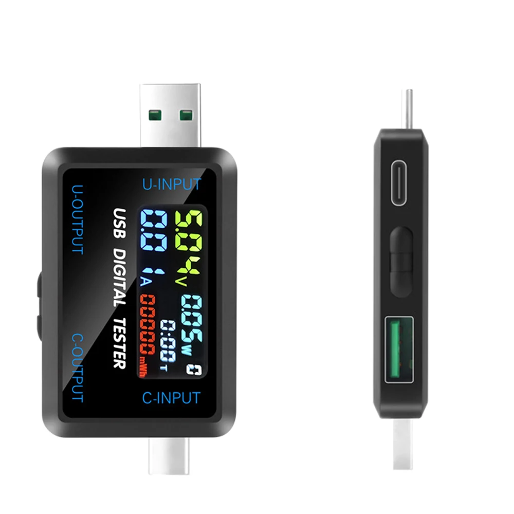 USB Type-C 전압계 테스터 전류 전압 용량 배터리 테스터 전압 전류 측정기 충전기 용량 파워 뱅크