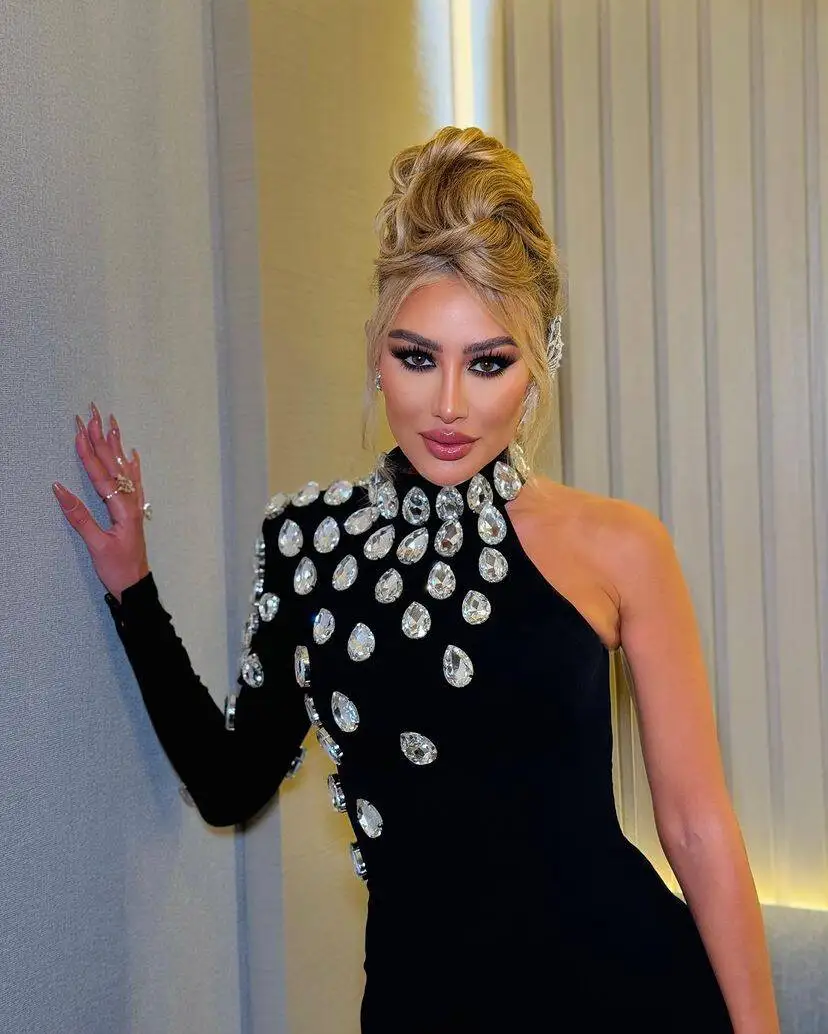 Móda ženy celebrity sexy po jednom rukáv drahokamu černá maxi dlouhé bodycon obinadlo šaty elegantní soumrak klub večírek šaty