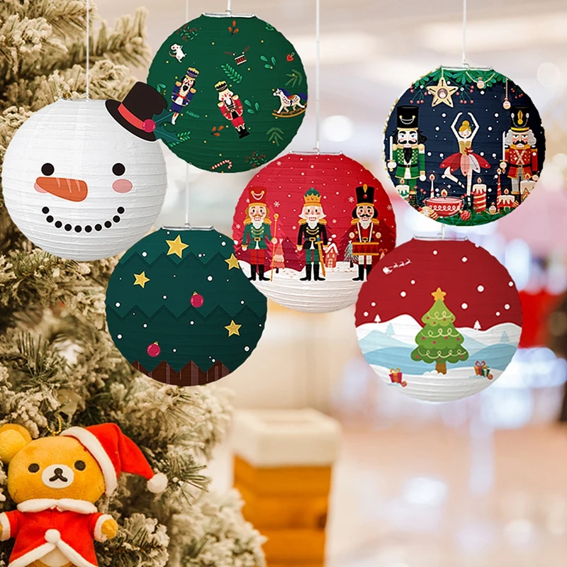 Christmas Hot Air Balloon Paper Lanterns - Set Of 7 Reusable 12-inch Party Decorations