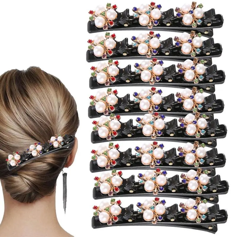 

Stone Braided Hair Clips Crystal Shiny Stone Rhinestone Hair Clip 8pcs Crystal Stone Braided Hair Clips Hairpin Headwear Bangs