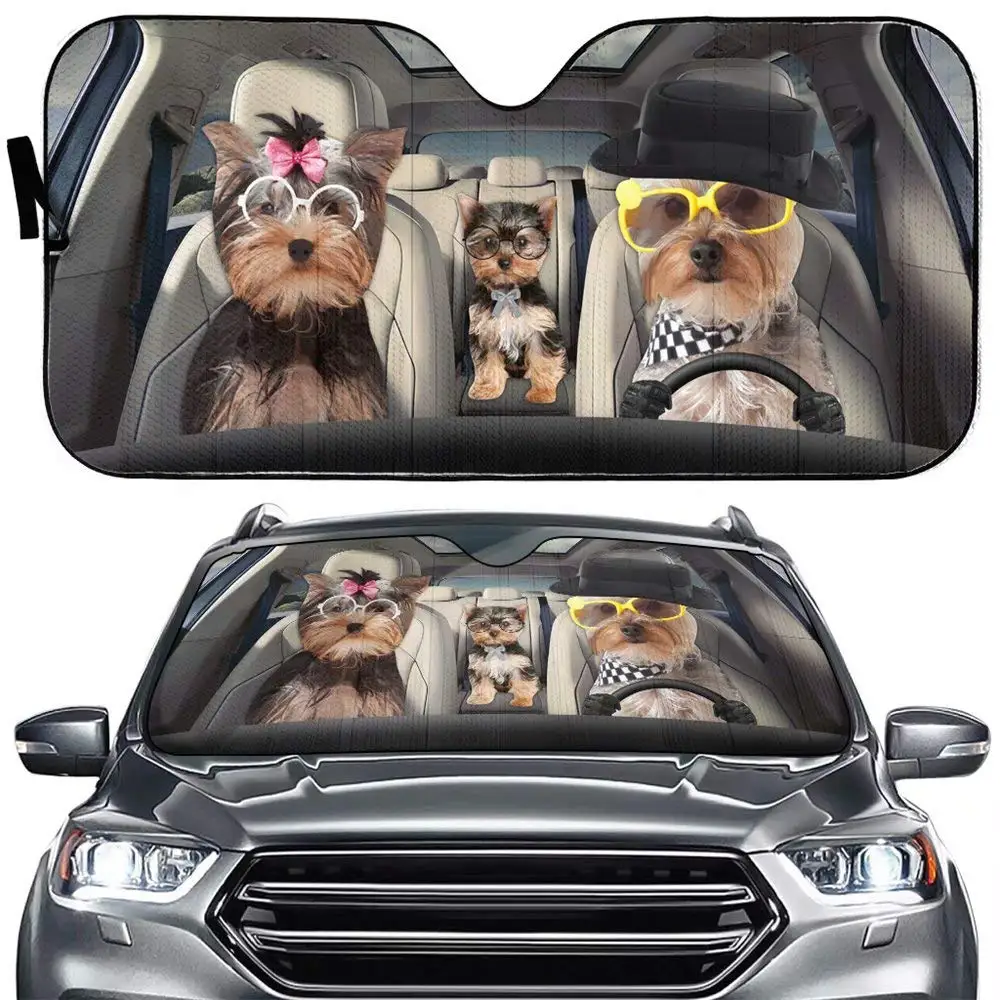 

Windshield Sunshades Yorkie Terrier Car Sun Visor Animal Family Driver Sunshield,Dog Auto Front Window Sun Shade Pet Car Automot