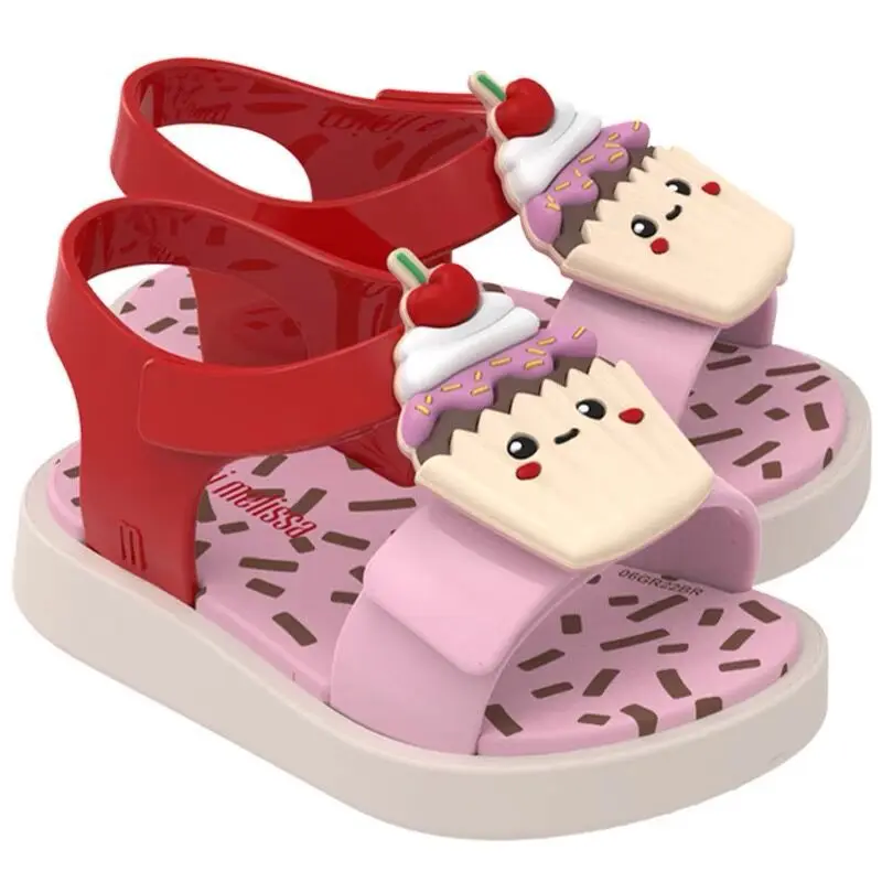 

2023 Summer Mini Melissa Kids Shoes Jelly Shoes Avocado Children Fruit Sandals And Slippers Strawberry Decorative Slipper