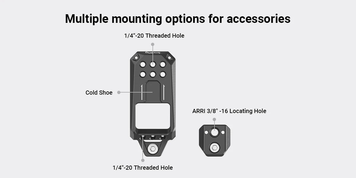 SmallRig Oberseite für Sony FX3 XLR-Einheit für FX3 Originalgriff mit 1/4''-20 Gewindelöchern Kaltschuh-Befestigungsmikrofon MD3990 – Detail 14