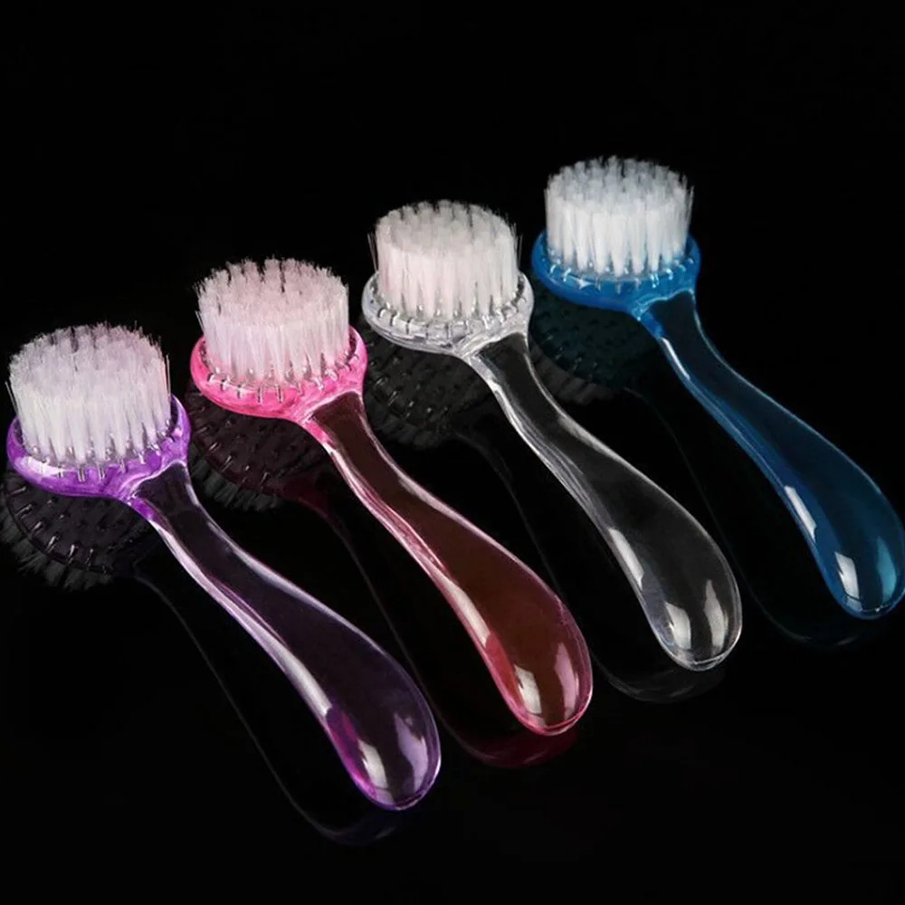 Plastic Nail Brush Soft Remove Dust Tool Make Up Washing Brushes Dust Round Head Powder Clean With Cap Nail Cleaning Brush