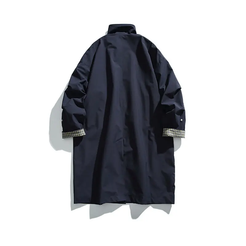 Men Coat Japanese Korean Streetwear Fashion Loose Casual Vintage Long Trench Jacket Man Trenchcoat Outerwear