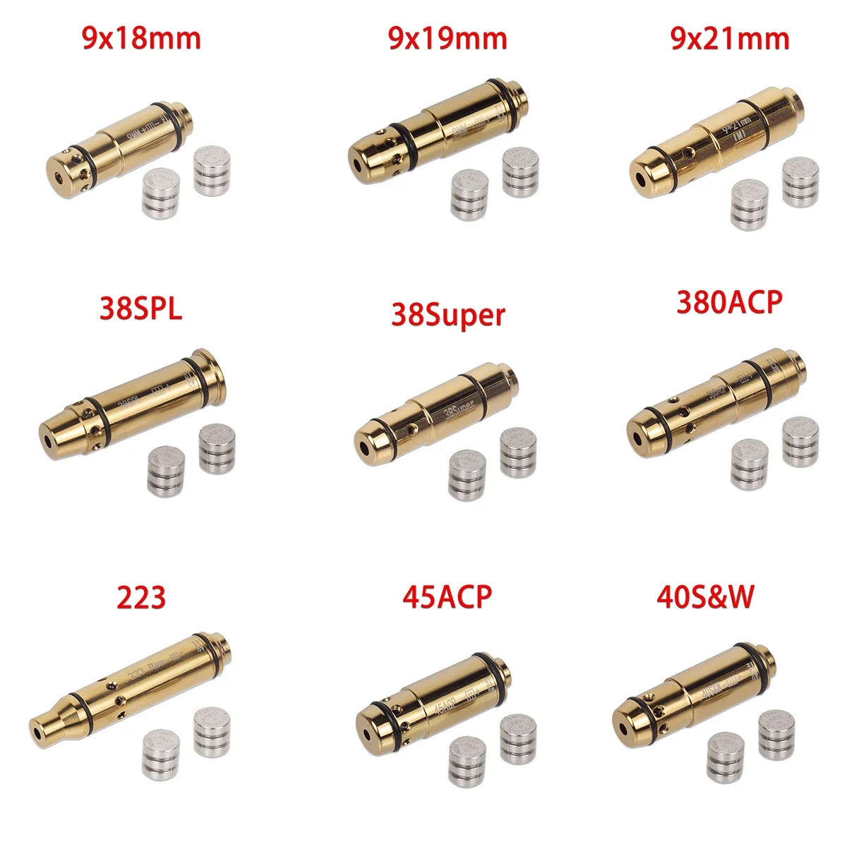 Dry Fire Laser Trainer Laser Bore Sight Laser Sight Red Dot Laser Sight Hunting 9mm Dry Fire Training Laser Bullet Boresighter For G17 G19 G43 380 ACP .223Rem 40S&W Cartridge Red Laser Bore Sight