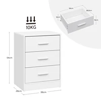 WOLTU 2 шт./компл. тумбочка прикроватная тумбочка 39x54x28 см приставной столик с 3 ящиками современный шкаф для хранения для спальни гостиной — изображение 6