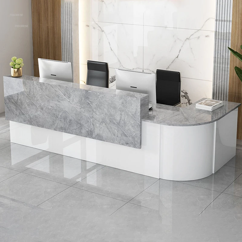 Bar Cashier Company Front Desk Reception Desks Simple Modern Arc Corner Counter Desk Clothing Store Commercial Counter Tables