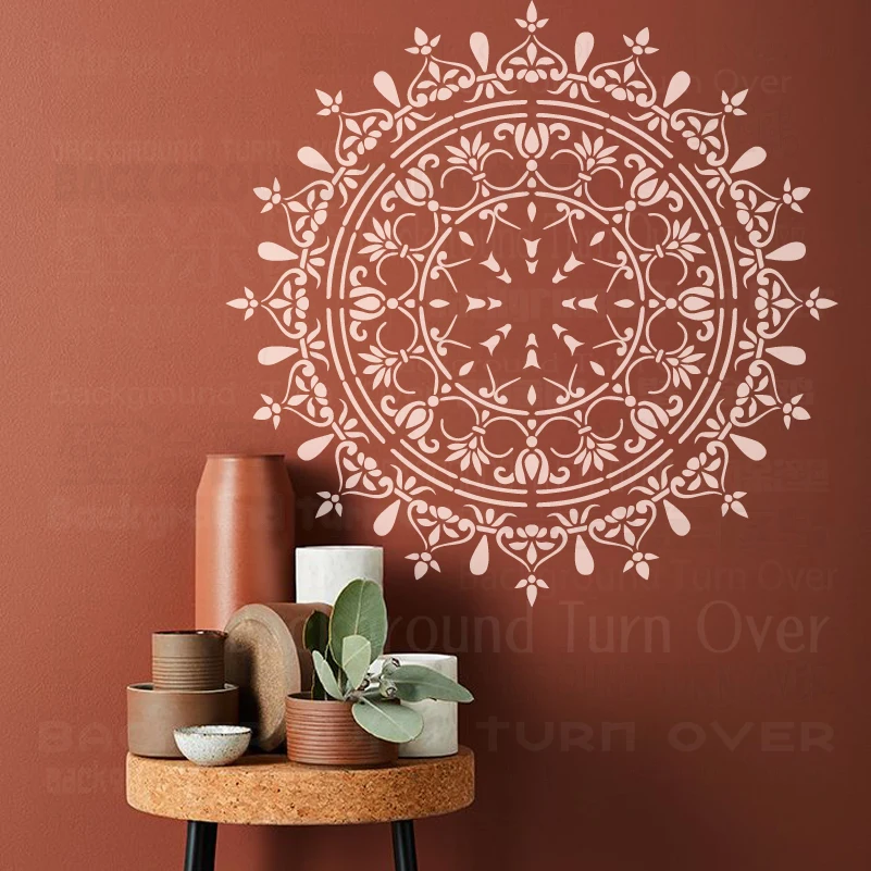 40cm - 80cm Stencil For Painting Wall Template Furniture Makers Plaster Decorative Decors Putty Mandala Round Flower Lotus S307