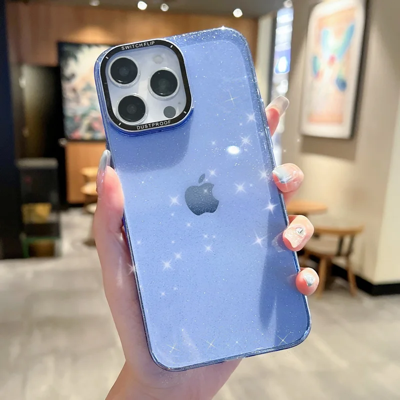 

Жесткий Чехол для iPhone 14 13 12 Pro Max, противоударный, блестящий, прозрачный