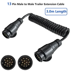 Heavy - Duty 3m Caravan Trailer Extension Cable with 13 - Pin Plugs (Black)