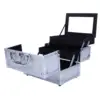 SM-2176 Silver Aluminum Makeup Train Case Jewelry Box Organizer with Mirror - 9x6x6 Cosmetic Storage 4