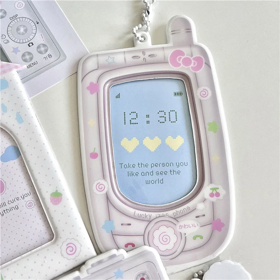 PVC card cover mobile phone camera fan star love beans small card campus card collection card bag display pendant 5