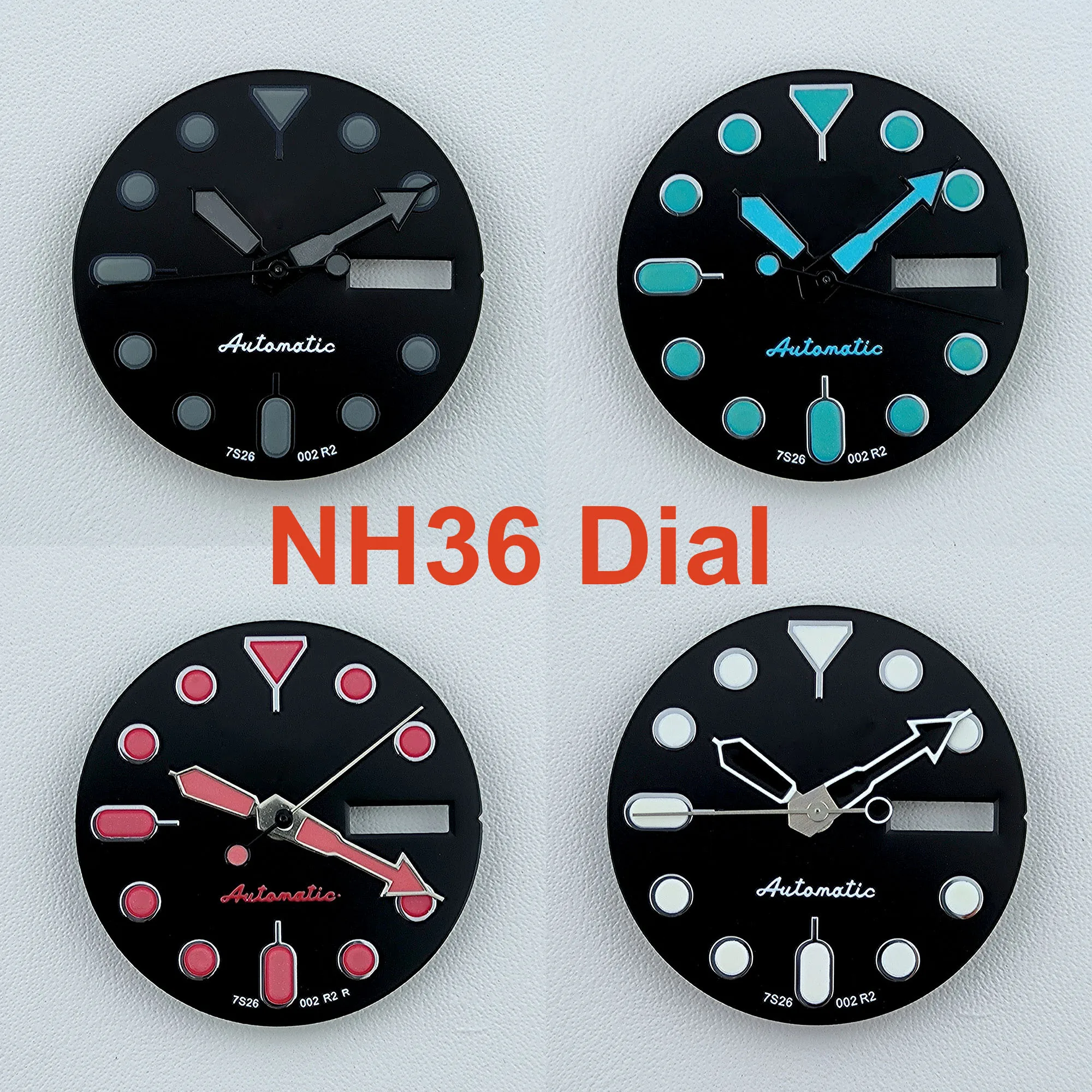 

Циферблат NH36, зеленые светящиеся часы с S-образным циферблатом, подходит для часов NH35, NH36, Часовые аксессуары, инструмент для ремонта часов