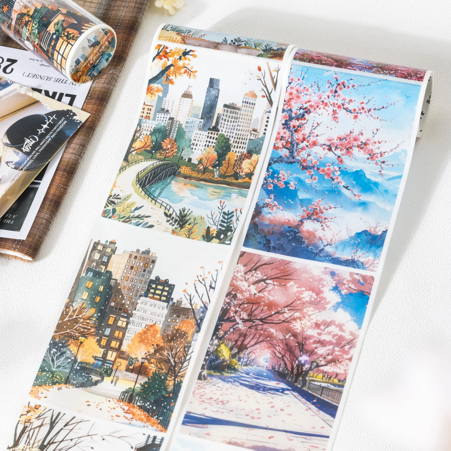 2M/Roll，Landscape PET Tape，Creative Scrapbooking Junk Journal，Aesthetic Stationery，Planner Deco Diary Stickers，School Supplies 4