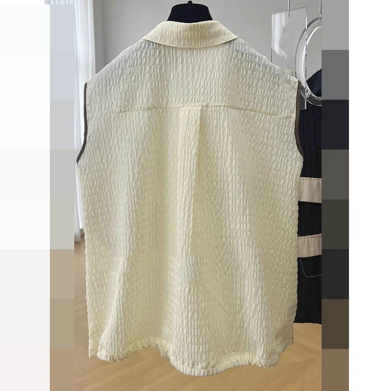 Spliced denim vest women's new autumn and winter pocket shoulder jacket sleeveless top  jackets  jackets for women 2024