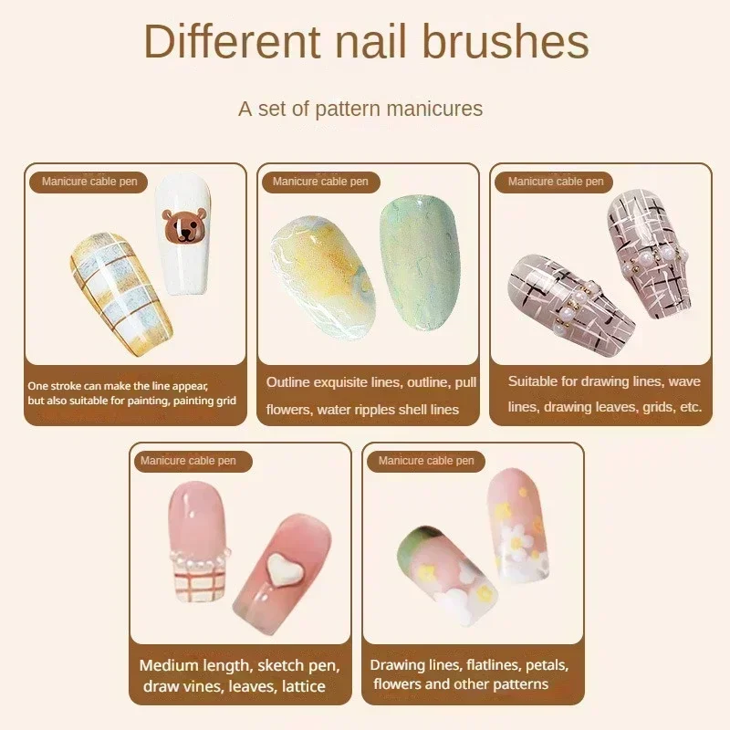 Nail Art Pens Nail Art Brushes Nail Brushes Nail Art Tools Gel Nail Tools 7/9/11/15/25MM/1pc Nail Liner Brush Set Handle Drawing Lines Stripe Painting Flower Pen Manicure