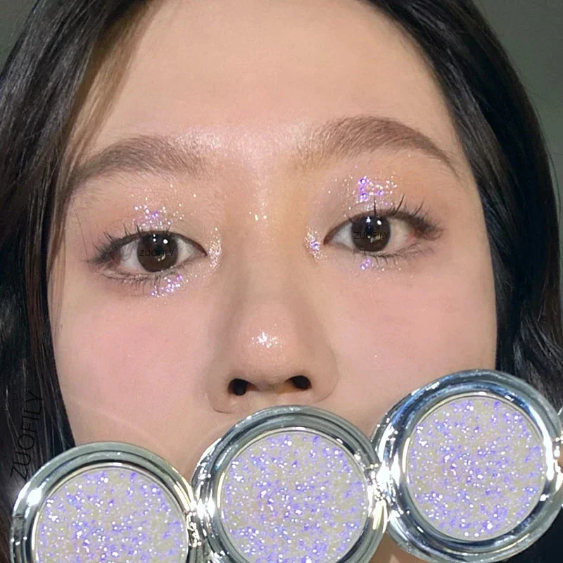 Eye shadow Eye shadow plate Glitter Eyeshadow Palette Purple Sequins Pigment Crystal Mud Shining Eyes Makeup Waterproof Lasting Midnight Party
