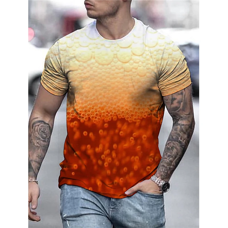 Funny Beer Graphics 3D Print Short Sleeve T Shirts