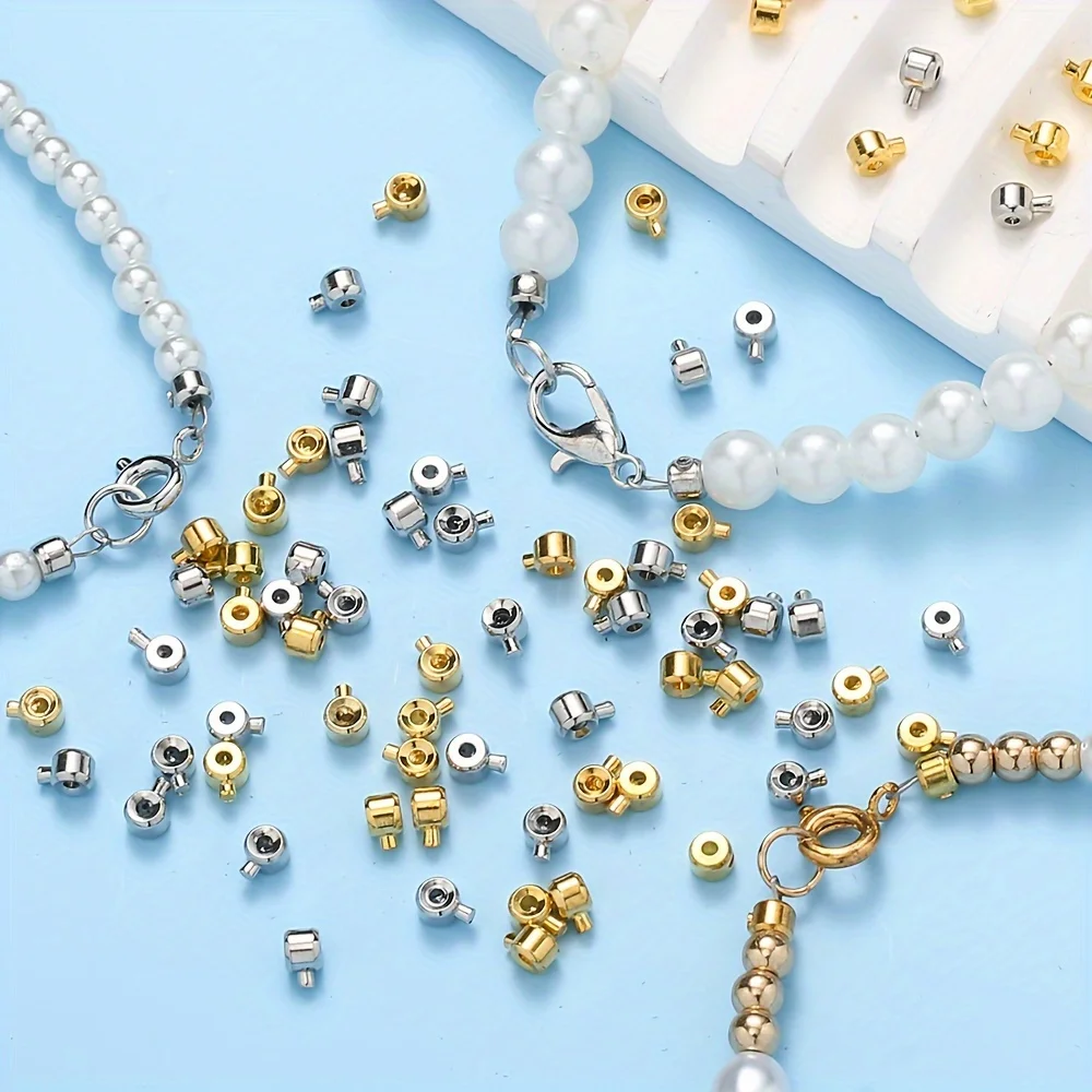 Copper Positioning Buckles Clasps with Bead Caps - DIY Necklace & Bracelet Connectors, Jewelry Closure Accessories