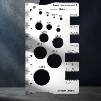 410 Stainless Steel Screw Measuring Ruler Precise Tooth Pitch Measurement Diameter Pitch Bolt Calipers Thread Gauge Ruler