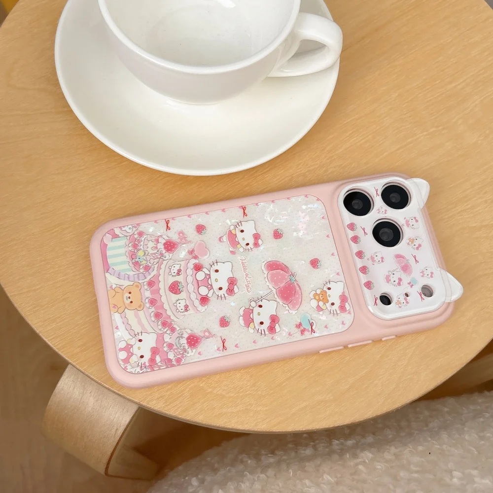 Elegant Ruijian Strawberry Cake Pink KT Shockproof Phone Case