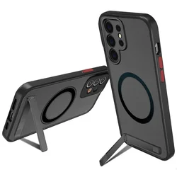 Kickstand Mobile Phone Case with Magnetic Wireless Charging - S24 (Black Case)