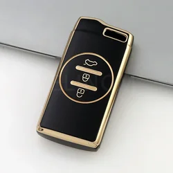Elegant TPU Car Key Fob Holder Protector - Fashionable Auto Shell Cover Accessory (Gold Black Case)