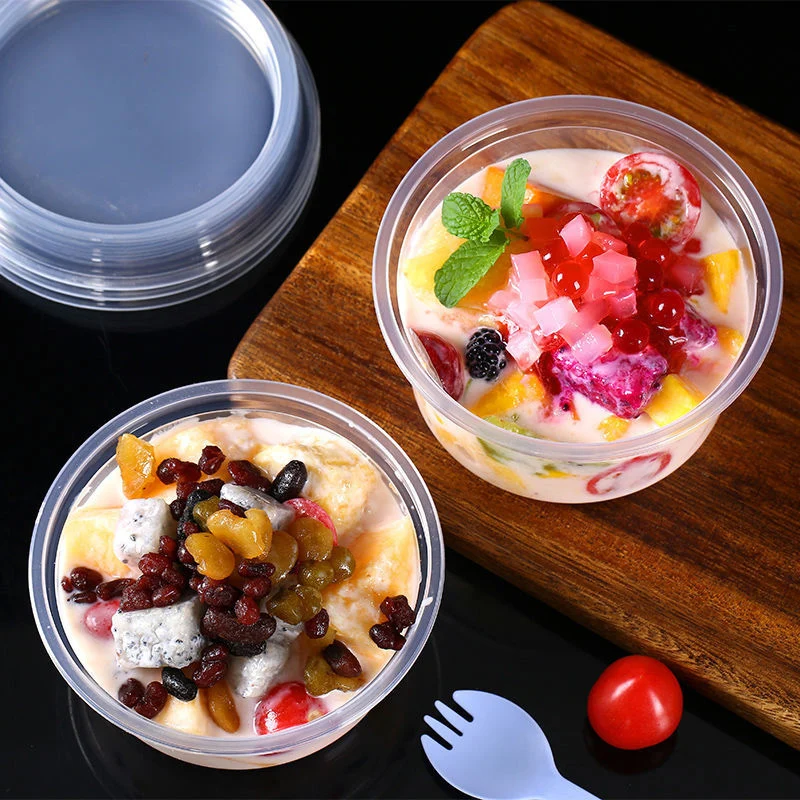 50 Pcs 360ml 500ml Plastic Pudding Fat Cup Set Base Disposable Cheese Roasted Herb Jelly Sago With Taro Balls Dessert Tools Bowl