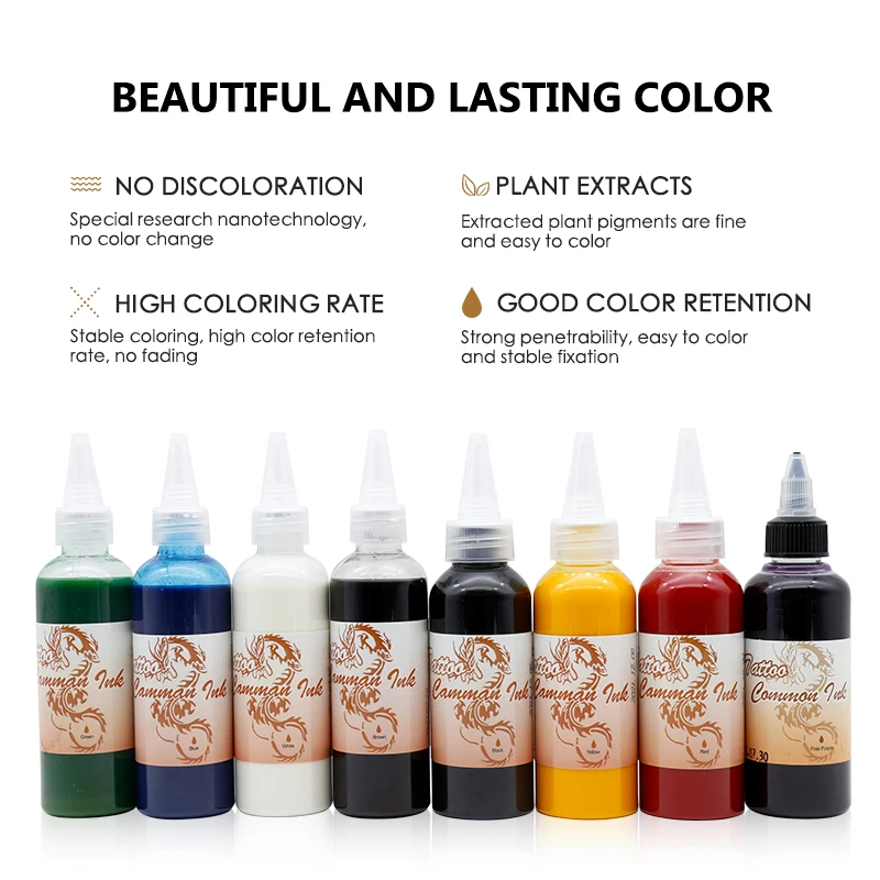 8 Colors Airbrush Paint for Temporary Tattoo 100ml Waterproof Body Art Semi-permanent Makeup Tint Beauty Tattoo Supplies