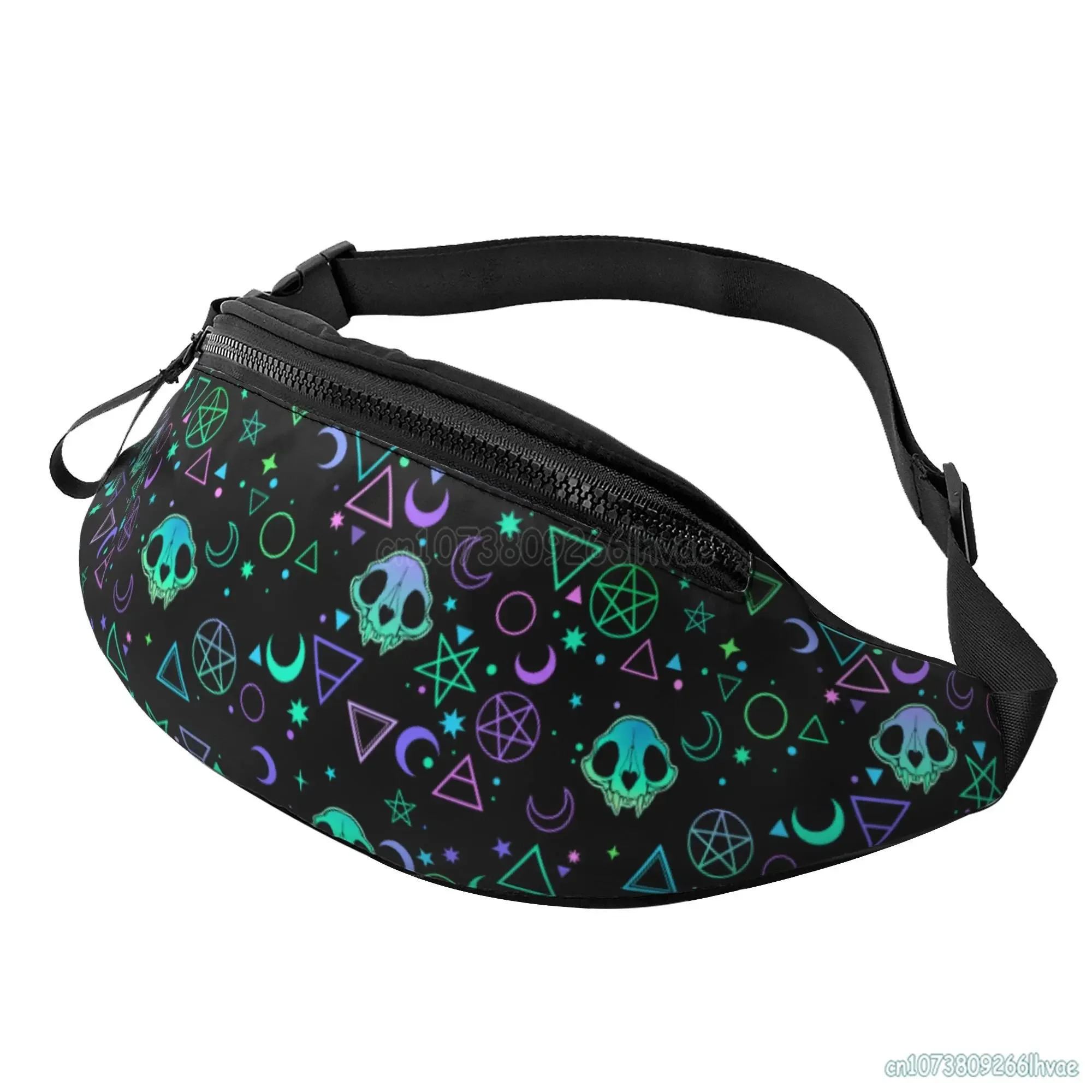

Magic Symbols and Skulls Fanny Pack for Men Women Large Hiking Waist Bag Pack Carrying All Phones for Running Walking Traveling